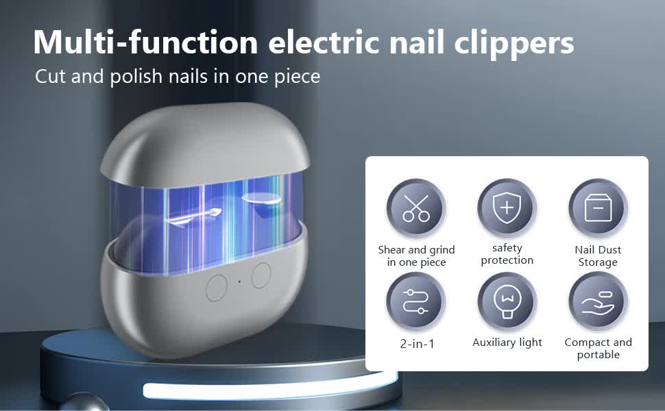Pink Multi-Function Electric Nail File - Built-in Storage Space, LED Light, Quiet Operation - Image 3