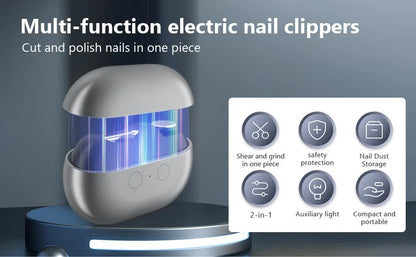 Purple Multi-Function Electric Nail File - Built-in Storage Space, LED Light, Quiet Operation - Image 3