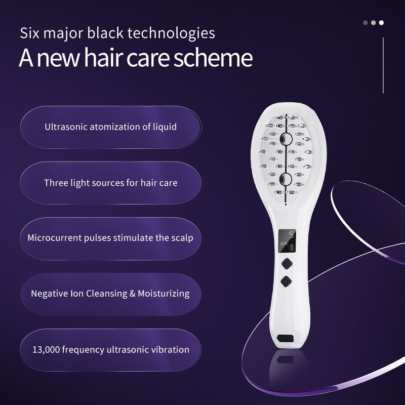 Multi-function Scalp Applicator Comb - Ultrasonic Spray, Red/Blue Light, Microcurrent - Image 2