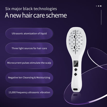 Multi-function Scalp Applicator Comb - Ultrasonic Spray, Red/Blue Light, Microcurrent - Image 2
