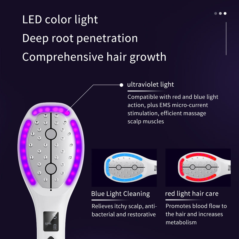 Multi-function Scalp Applicator Comb - Ultrasonic Spray, Red/Blue Light, Microcurrent - Image 4