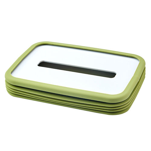 2-pcs Green Silicone Tissue Box Holder - Automatic Self-Lowering Dispenser - Image 2