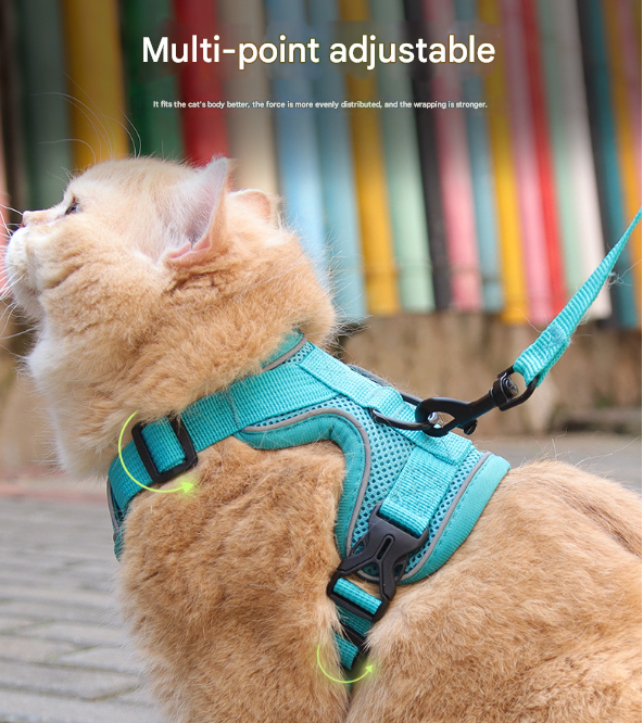 Rose Red Reflective Mesh Dog Harness and Leash Set - Adjustable No-Pull Vest - M - Image 5