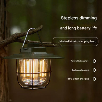 Green Vintage LED Camping Lantern - Rechargeable, Stepless Dimming, Power Bank - Image 2