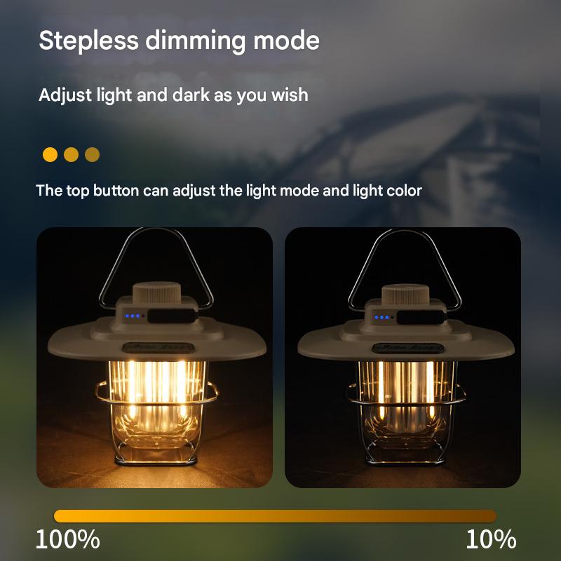 Green Vintage LED Camping Lantern - Rechargeable, Stepless Dimming, Power Bank - Image 4
