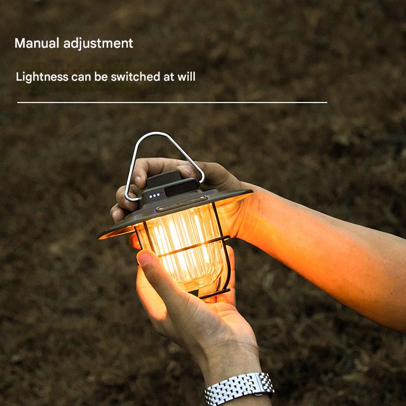 Green Vintage LED Camping Lantern - Rechargeable, Stepless Dimming, Power Bank - Image 5