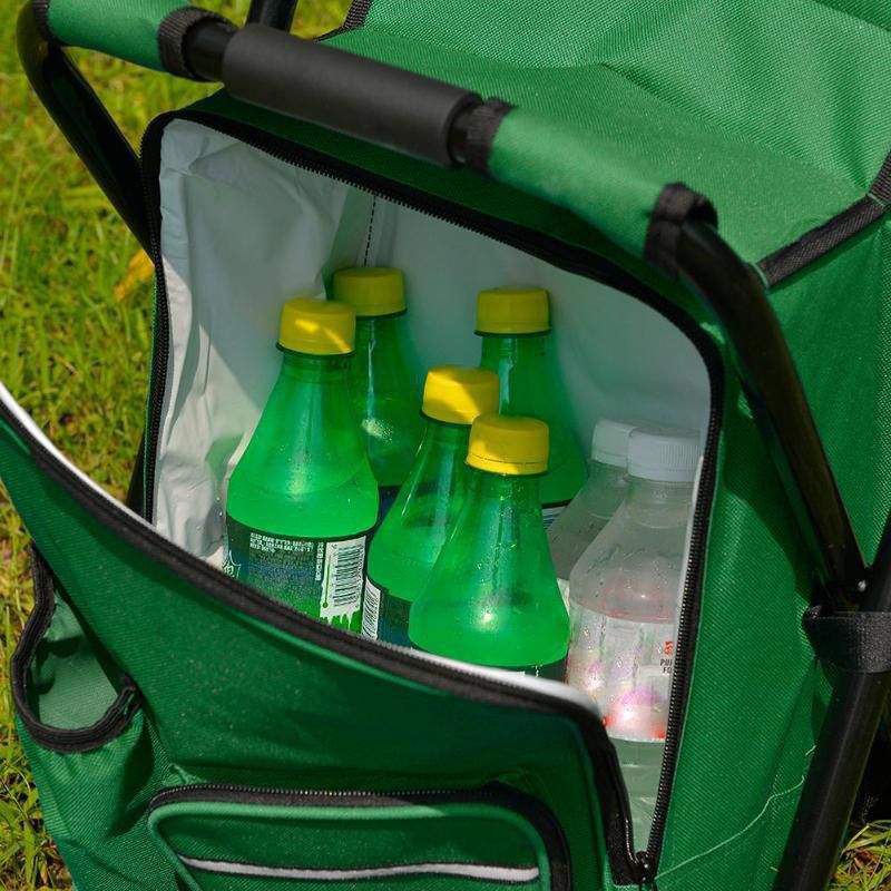 Green Insulated Cooler Backpack Chair - Foldable Stool for Picnics & BBQ - Image 3