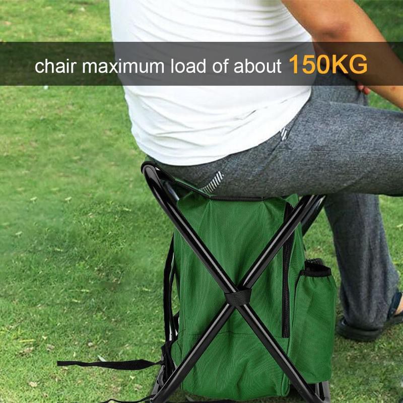 Black Insulated Cooler Backpack Chair - Foldable Stool for Picnics & BBQ - Image 2