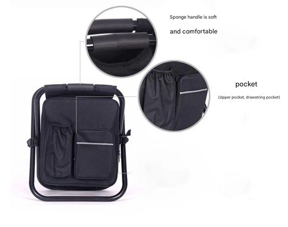 Blue Insulated Cooler Backpack Chair - Foldable Stool for Picnics & BBQ - Image 6