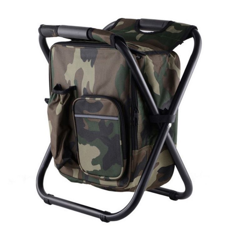 Camouflage Insulated Cooler Backpack Chair - Foldable Stool for Picnics & BBQ - Image 2