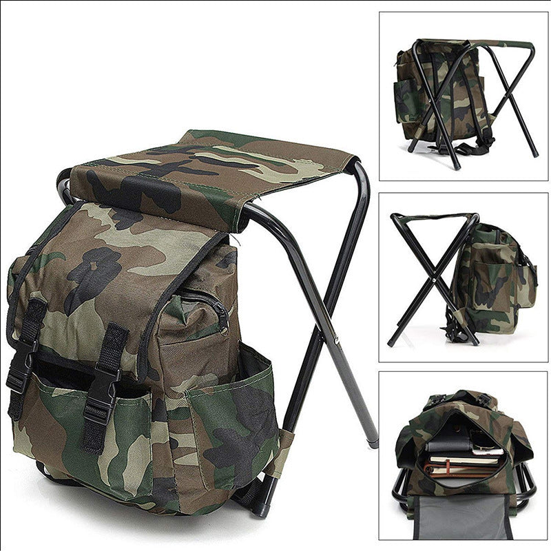 Folding Camo Backpack Stool - Portable Chair for Camping & Fishing - Image 2