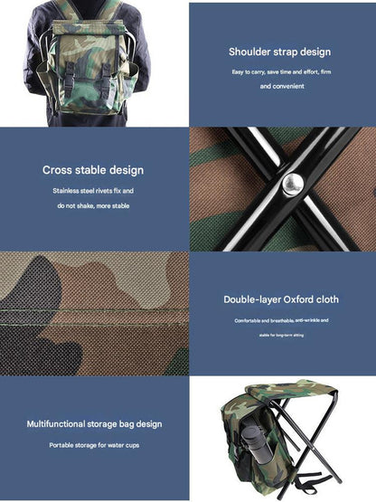 Folding Camo Backpack Stool - Portable Chair for Camping & Fishing - Image 5