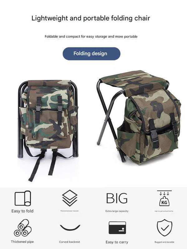 Folding Camo Backpack Stool - Portable Chair for Camping & Fishing - Image 8
