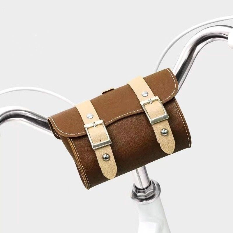 PU Leather Cycling Pouch - Retro Style for Bicycle Handlebars or Saddle - Image 2