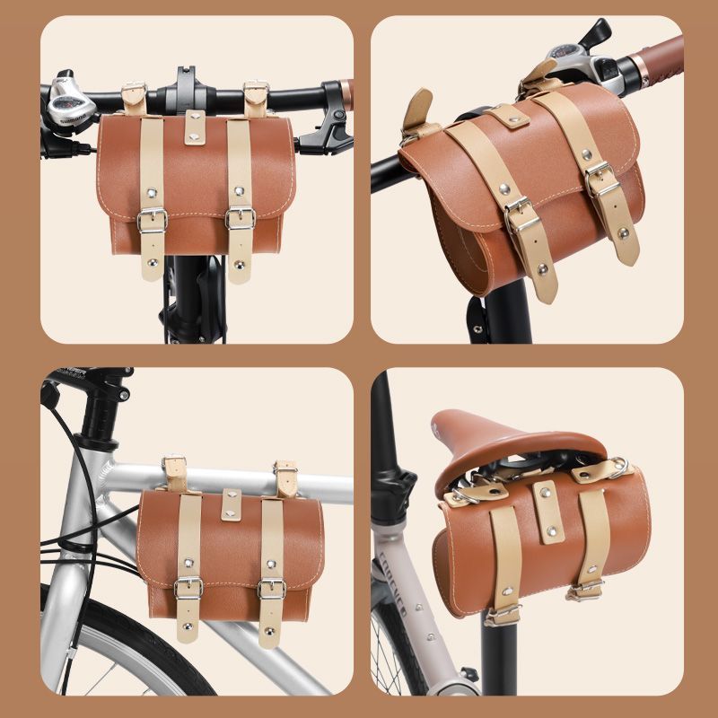 PU Leather Cycling Pouch - Retro Style for Bicycle Handlebars or Saddle - Image 5