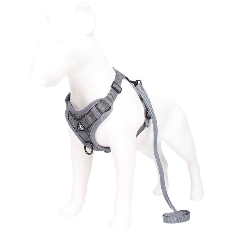 Grey Reflective Mesh Dog Harness and Leash Set - Adjustable No-Pull Vest - L - Image 2