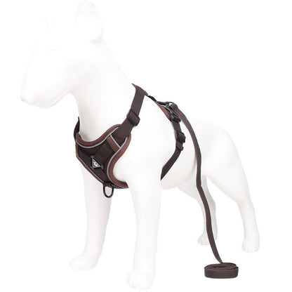 Brown Reflective Mesh Dog Harness and Leash Set - Adjustable No-Pull Vest - L - Image 2
