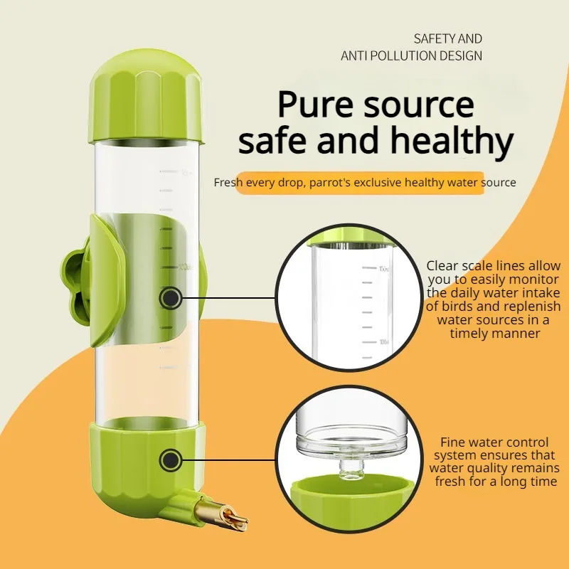 White Automatic Bird Water Feeder Bottle (200ml) - Leakproof No-Drip Dispenser for Parrots - Image 2