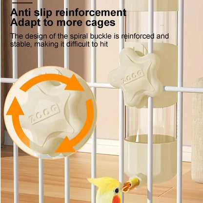 Grey Automatic Bird Water Feeder Bottle (200ml) - Leakproof No-Drip Dispenser for Parrots - Image 5