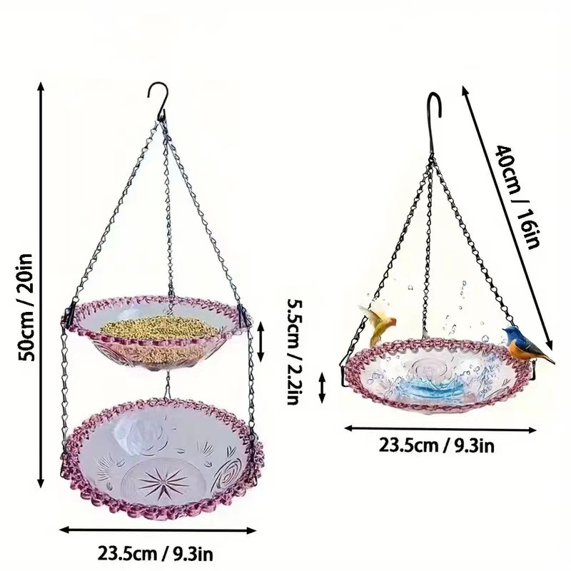 Grey Easy Clean Hanging Bird Feeder - Double Layer Durable Plastic Design for Patios - Image 2