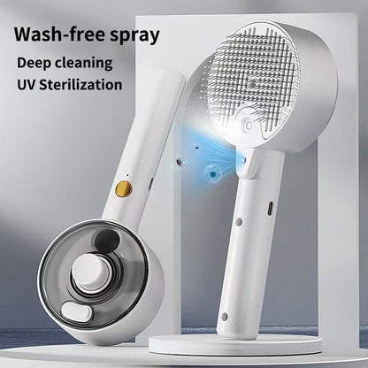 Pink Rechargeable Pet Grooming Brush with UVC Sterilizer & Mist Spray - Image 2