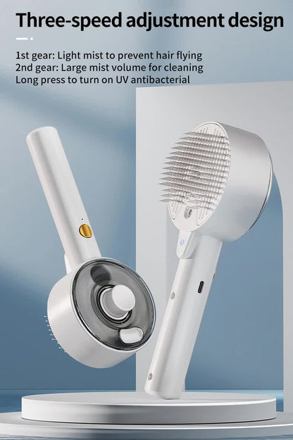 Pink Rechargeable Pet Grooming Brush with UVC Sterilizer & Mist Spray - Image 5