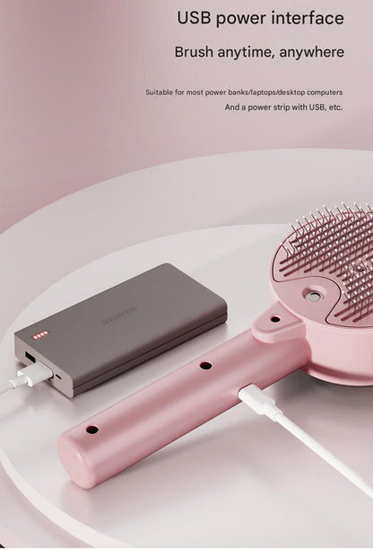 Pink Rechargeable Pet Grooming Brush with UVC Sterilizer & Mist Spray - Image 7