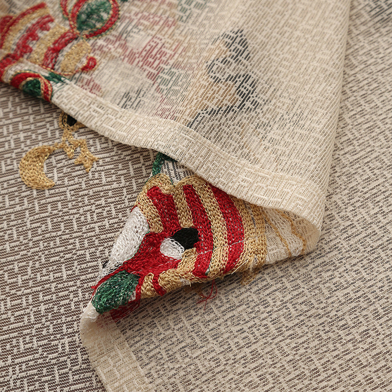 Embroidered Christmas Tablecloth - Embroidered Santa Claus, Reindeer (140*240cm) - Image 4