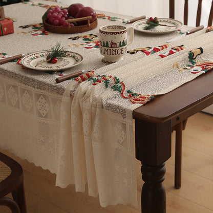 Embroidered Christmas Tablecloth - Embroidered Santa Claus, Reindeer (140*200cm) - Image 5