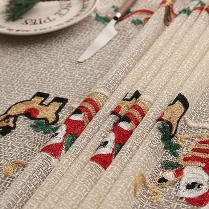 Embroidered Christmas Tablecloth - Embroidered Santa Claus, Reindeer (140*305cm) - Image 3