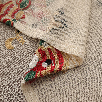 Embroidered Christmas Tablecloth - Embroidered Santa Claus, Reindeer (140*140cm) - Image 4