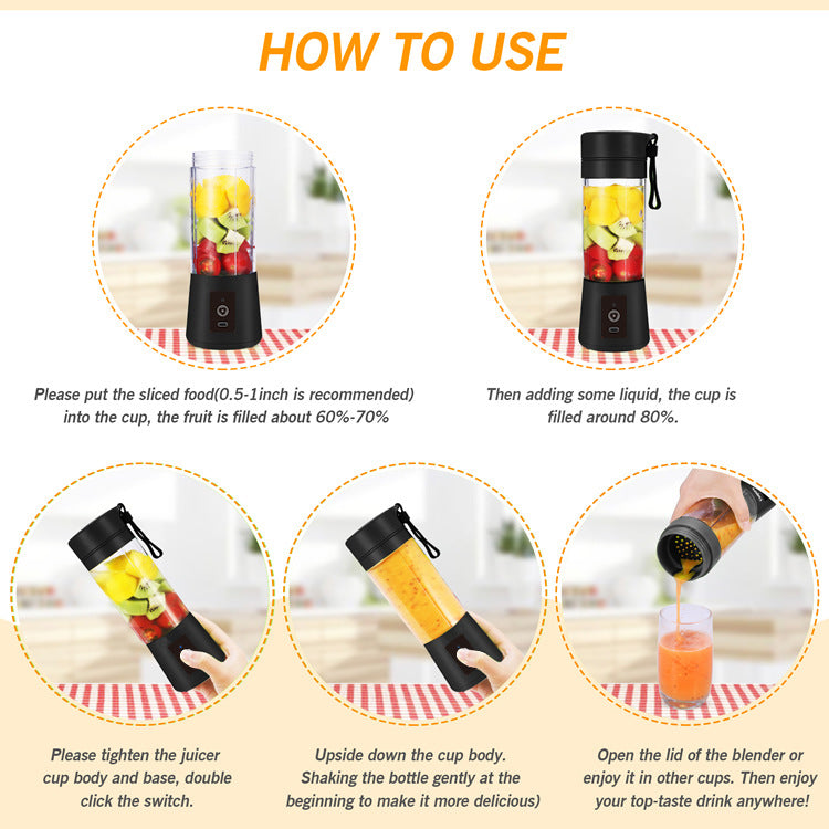 Blue Portable Blender USB Rechargeable - Personal Size Smoothie Maker On The Go - Image 3