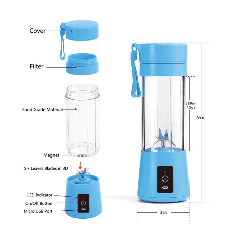 Red Portable Blender USB Rechargeable - Personal Size Smoothie Maker On The Go - Image 5