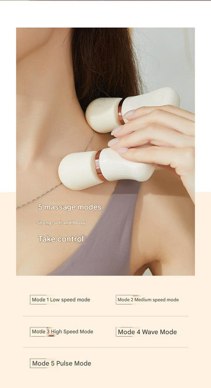 White Portable Dual Head Mini Massager - 5 Modes, Quiet Operation, USB-C Rechargeable - Image 3