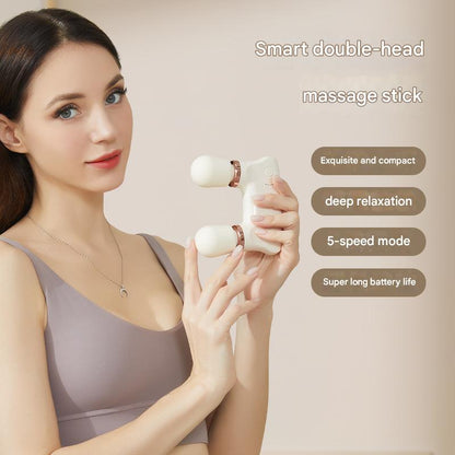 Light yellow Portable Dual Head Mini Massager - 5 Modes, Quiet Operation, USB-C Rechargeable - Image 2