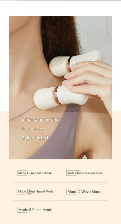Light yellow Portable Dual Head Mini Massager - 5 Modes, Quiet Operation, USB-C Rechargeable - Image 3