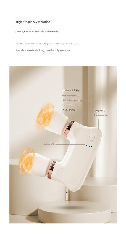 Light yellow Portable Dual Head Mini Massager - 5 Modes, Quiet Operation, USB-C Rechargeable - Image 6