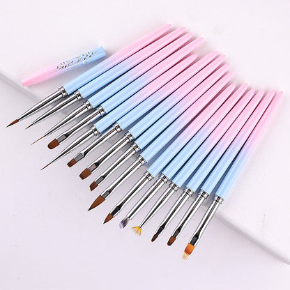 Professional Nail Art Brush Kit (15pcs) - Gradient Handles Manicure Tools - Image 5