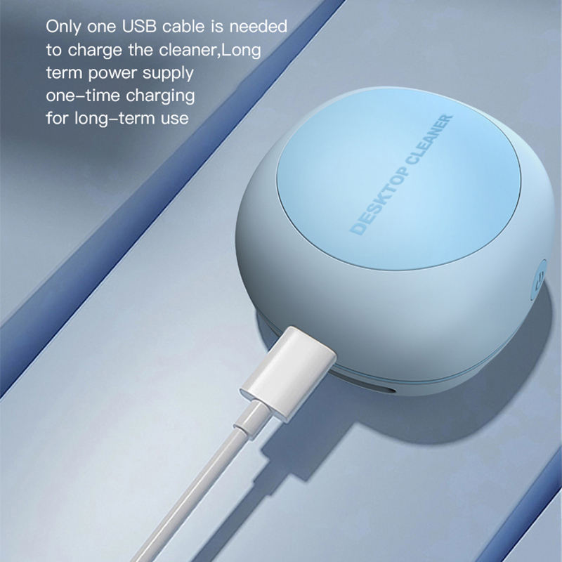 White Cordless Tabletop Crumb Sweeper - USB Rechargeable Mini Vacuum for Desk - Image 4