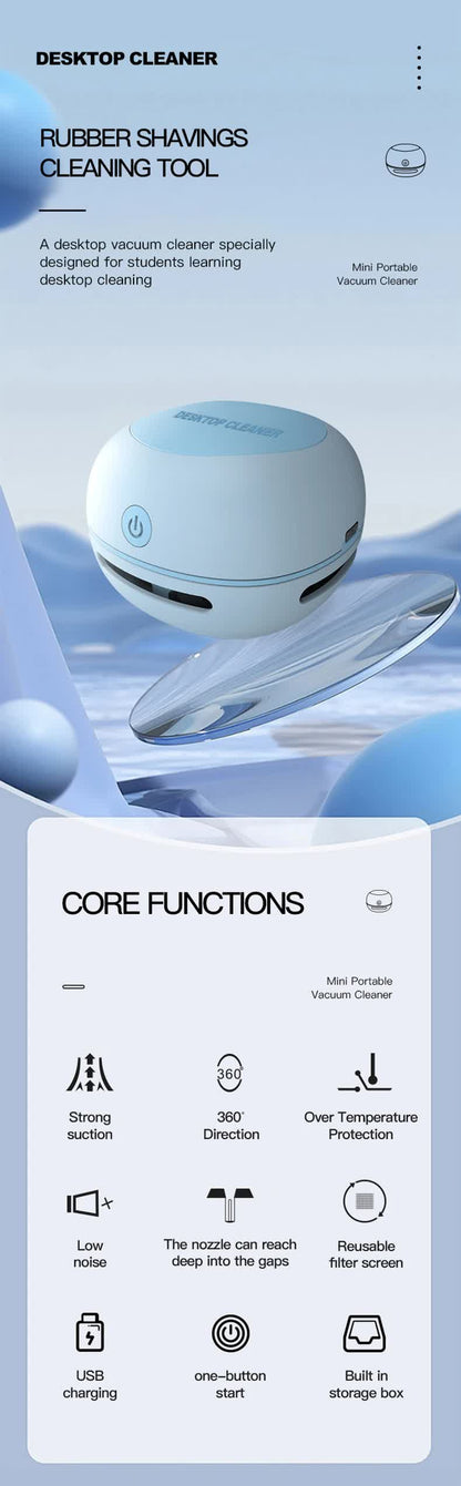 Green Cordless Tabletop Crumb Sweeper - USB Rechargeable Mini Vacuum for Desk - Image 5