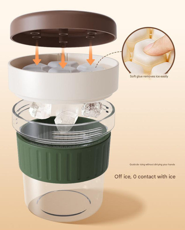 2-in-1 Ice Cube Maker Tumbler - Portable Cup with Integrated Silicone Ice Tray & Lid (1 cup + 1 ice tray) - Image 4