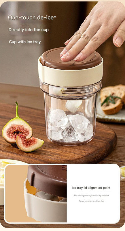 2-in-1 Ice Cube Maker Tumbler - Portable Cup with Integrated Silicone Ice Tray & Lid (1 cup + 1 ice tray) - Image 5