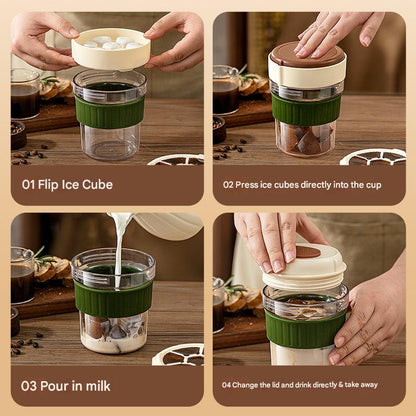 2-in-1 Ice Cube Maker Tumbler - Portable Cup with Integrated Silicone Ice Tray & Lid (1 cup + 3 ice tray) - Image 3