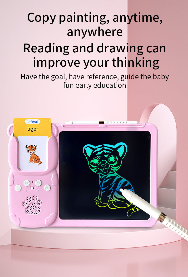 Blue (112 cards, pure English) Kids Interactive Early Education Toy: Combination Card Reader & LCD Drawing Board for Toddlers - Image 5