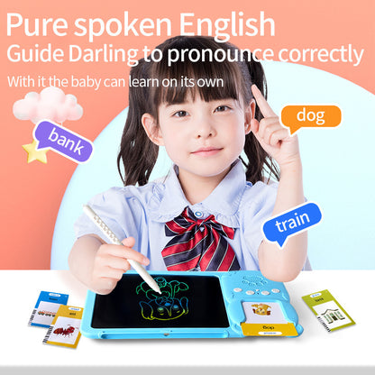 Pink (112 cards, pure English) Kids Interactive Early Education Toy: Combination Card Reader & LCD Drawing Board for Toddlers - Image 2