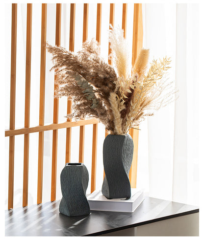 Grey Abstract Twisted Ceramic Vase - Artistic Minimalist Flower Holder for Home Decor (20x10x10cm) - Image 3