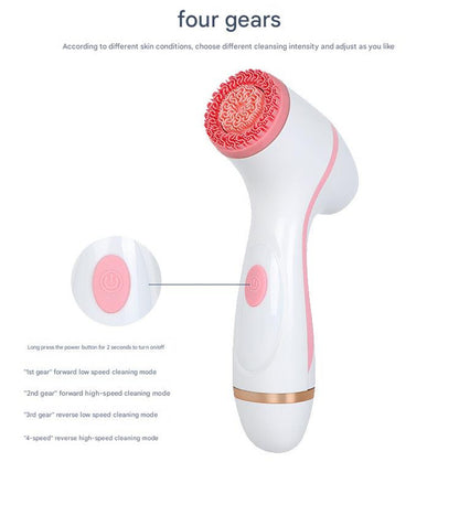 Blue Waterproof Facial Cleansing Spin Brush Set - Rechargeable with 3 Heads & Charging Stand - Image 5