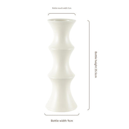 Matte White Ceramic Vase - Unique Bamboo Shape Design (25.5x9x7cm) - Image 3