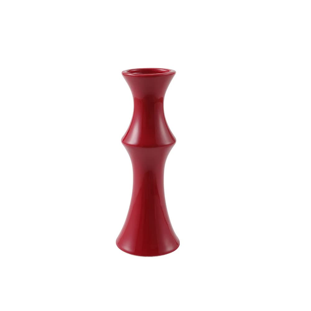 Glossy Red Ceramic Vase - Unique Bamboo-Look Design (20x8x5.5cm) - Image 2