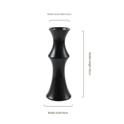 Glossy Black Ceramic Vase - Unique Bamboo-Look Design (20x8x5.5cm) - Image 2